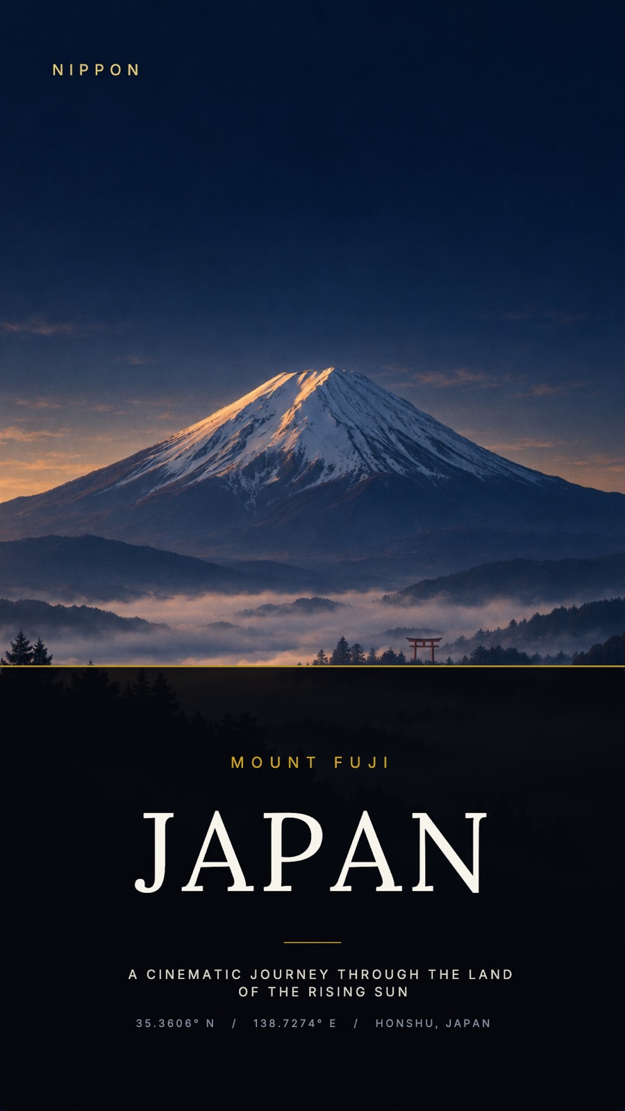 Japan travel poster featuring Mount Fuji